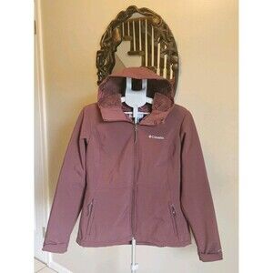 Columbia Omni-Wind Softshell Fleece Lined Maroon Jacket Coat Hood Womens XL New